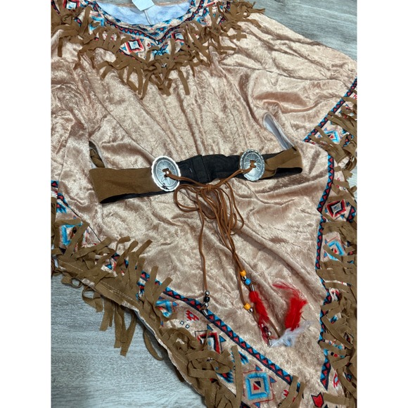 Kids‎ Native American Costume Poncho Fringe Headband Halloween Cosplay 10/12 - Picture 3 of 4